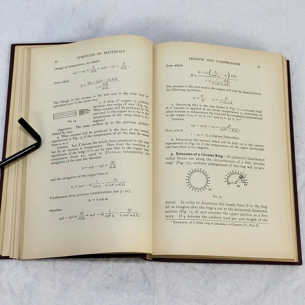 1938 Strength of Materials Part I Elementary Theory Problems Timoshenko HC‎